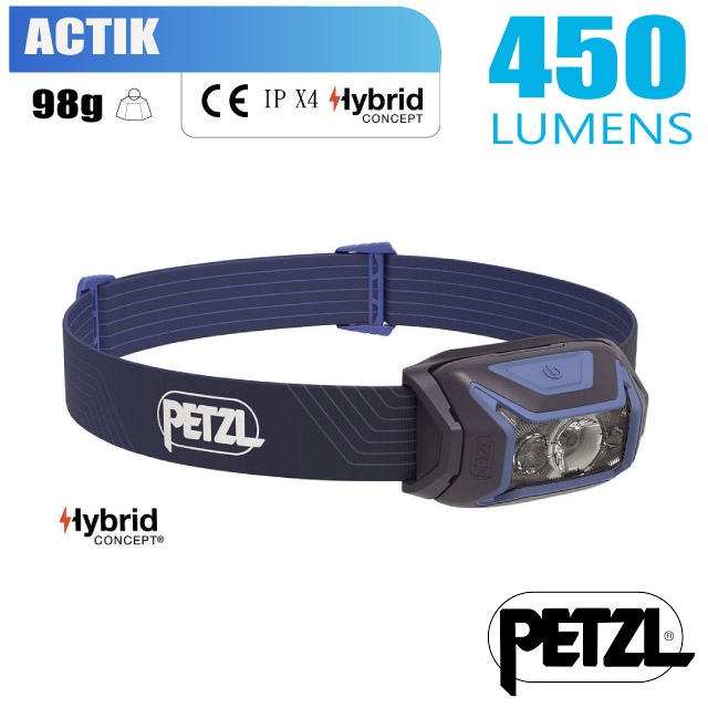 【法國 Petzl】ACTIK 超輕量標準頭燈(450流明.IPX4防水).LED頭燈.電子燈/E063AA01 藍✿30E010